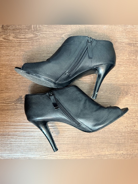 Nine West Shoes - Nine West Black Peep-Toe Heeled Ankle Booties with Side Zip
